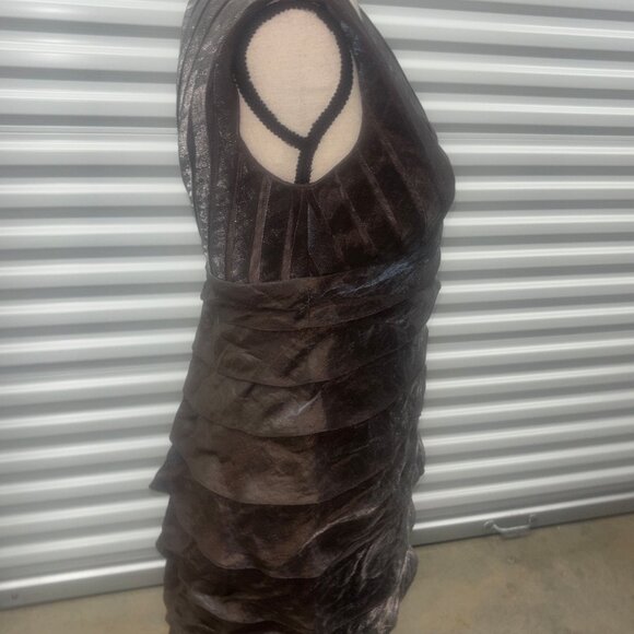 Adrianna Papell Brown Metallic Tiered Sheath Dress – Size 6 - Picture 6 of 6